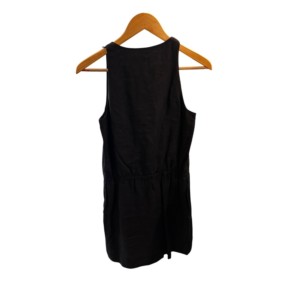 Worth New York Womens Black 100% Linen Sleeveless Zip Front Drawstring Dress 4